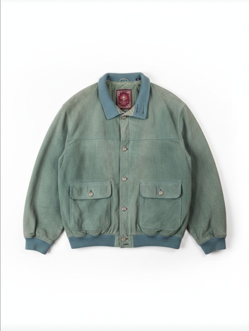 The Territory Ahead Green Suede Leather Bomber Jacket Heavyweight XL